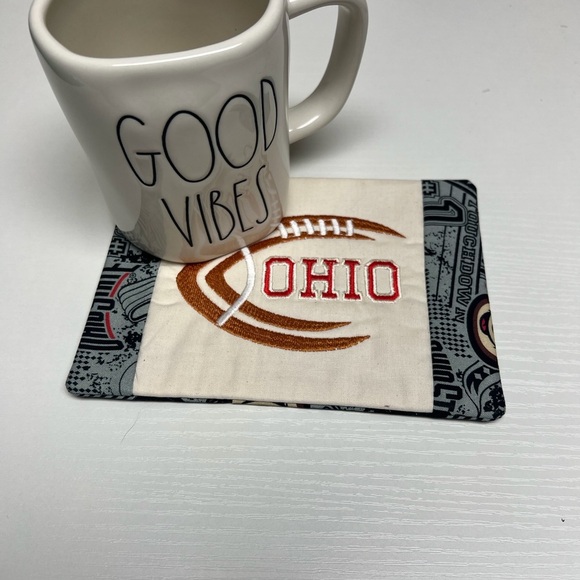 Hand Crafted Mug Rug Coaster Embroidered Cotton Fabric Padded Absorbs Liquid - Picture 8 of 10